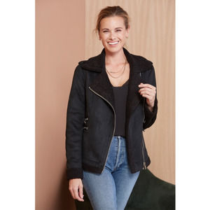 Evereve | NWT Peyton Jensen Bancroft Sherpa Moto Jacket // XS